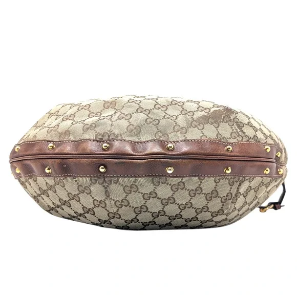 GUCCI Monogram GG Large Biba Studded Hobo Brown - Picture 10 of 12